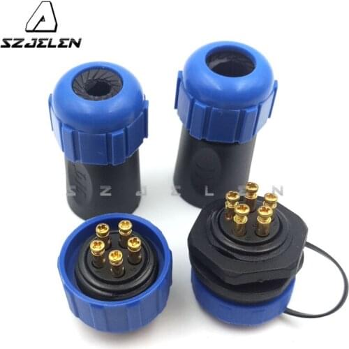 SP2110/SY2112, No need to weld, 5 pins waterproof Connector ,IP68, Industrial power cable connector, panel mount connector plug