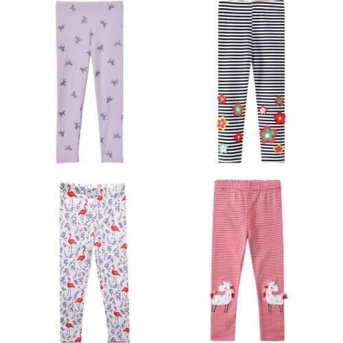 Spring and autumn 2020 girls' Leggings pure cotton elastic thin soft autumn pants Embroidered Flower Pants Girls' pants