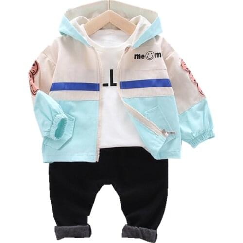 Spring Autumn Cotton Children Clothes Baby Boys Girls Letter Hooded T Shirts Pants 3Pcs/sets Out Kid Fashion Clothing Tracksuits