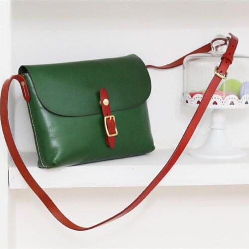 Joyir 2020 new Japanese style Candy color women shoulder bag Vegetable tanned skin handwork contrast color messenger bag women