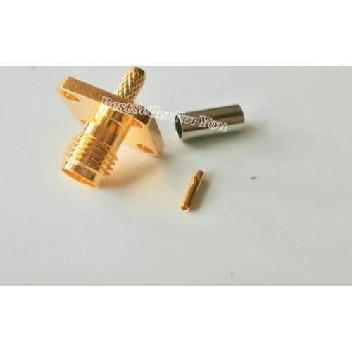 1Pcs SMA Connector Female Flange 4 Hole Crimp For RG174 RG179 RG316 Coax Cable RF Connector
