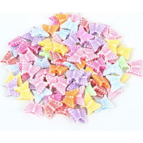 100pcs/lot Mixed Butterfly Shape Acrylic Beads Charm Loose Spacer Beads For Jewelry Making DIY Needlework Bracelet Accessories