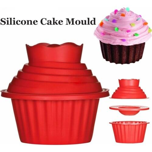 3Pcs/Set Dishwasher Safe Giant Cupcake Mold Non-Stick Big Top Cake Silicone Mould DIY Idea for Easy Decorating Cake Bake tools