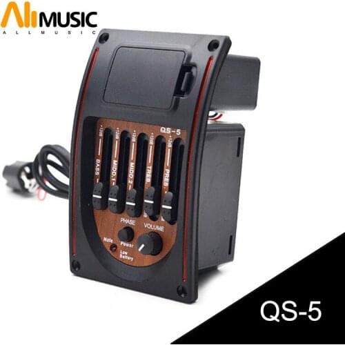 5 band Acosutic Guitar EQ Equalizer Tuner Piezo Pickup Folk Guitarra Accessories QS-5