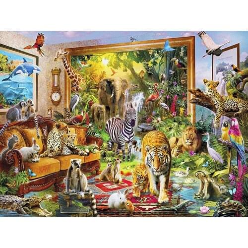 5D DIY Diamond Painting Animal Tiger Full Square/Round Diamond Embroidery Cross Stitch Lion Needlework Home Decor