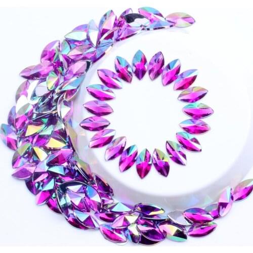 Acrylic Rhinestones Flatback 7x15mm 2000pcs Marquise Pointed AB Colors Eye Beads DIY Nails Art Phone Cases Garments Supplies
