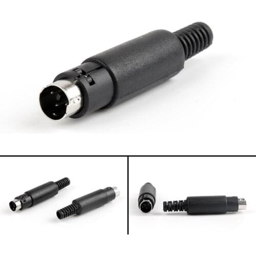 Artudatech 100Pcs 3Pin Mini-DIN Male Plug Socket Connector Plastic Handle Adapter For Audio Jack Parts