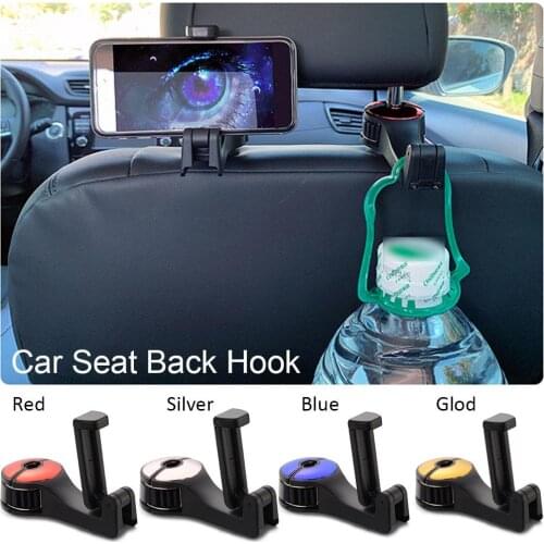 Auto Car Headrest Hooks Multi-function Seat Back Hook Car Phone Mount Holder Fastener Seat Back Hanger Clips For Bag Handbag