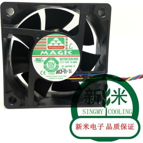 USED Protechnic Magic MGT6012UB-W25 6025 12V 0.38A 6CM 4lines PWM cooling fan