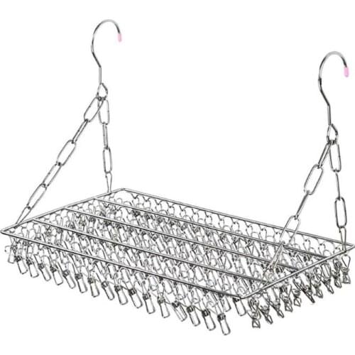 Balcony Folding Shoe Drying Rack Clothes Airer Stainless Steel Laundry Towel Storage 36/100 Hook Clips