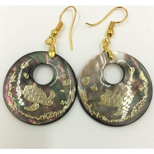 Free Shipping Beautiful jewelry Black Mother of pearl Shell Women Dangle Earrings PC8347