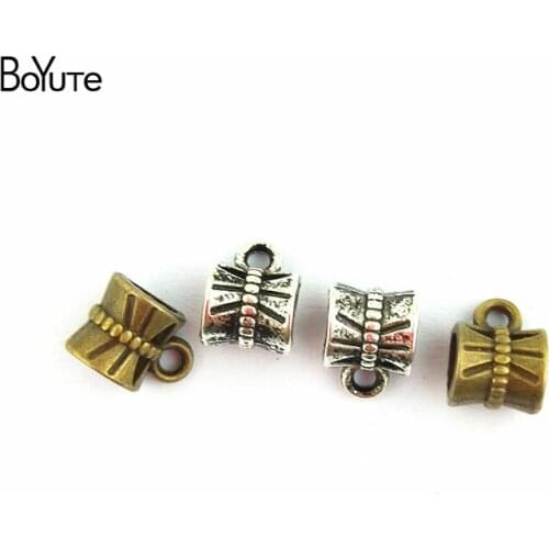 BoYuTe (100 Pieces/Lot) 10*8MM Antique Bronze Silver Plated Zinc Alloy Leather String Beads for Diy Jewelry Findings Components