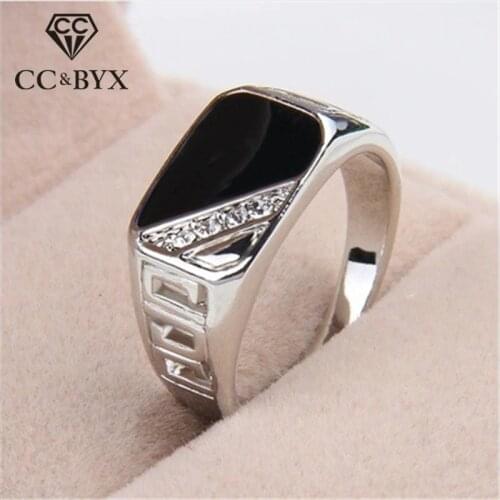 CC Rings For Men Classic Luxury Square Fashion Dripping Oil Ring Cubic Zirconia Bridegroom Wedding Engagement Bijoux CC2131
