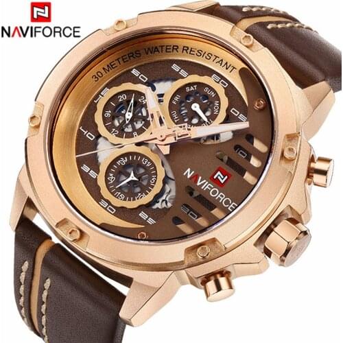 NAVIFORCE Men Watch Fashion Casual Quartz luxury Watches Day and Date Display Wristwatch Leather Waterproof Relogio Masculino