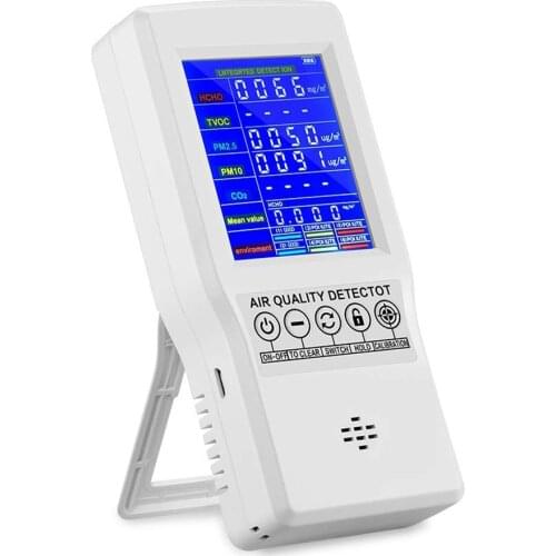 Co2 Sensor Meter Air Quality Monitor TVOC Gas Detector Air Quality Sensor Tester LCD Digital HCHO Analyzer Ppm Detector Protable