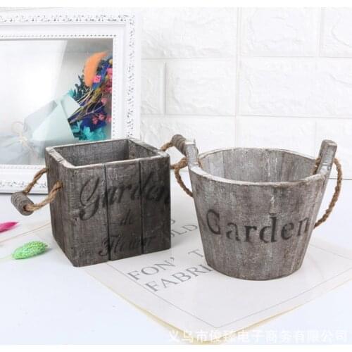 Rustic Wooden Succulent Pots Planters / Flowers Buckets Planter Round/ Oval Landscape Flower Pot Succulents Plants Pot Holder