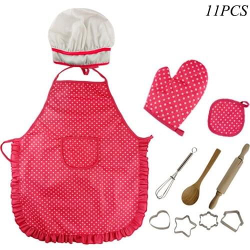 Children Pretend Kitchen Game Toys Chef Clothes Kitchenware Baking Tools Apron Set Toys Simulation Plays Props Gifts For Kids
