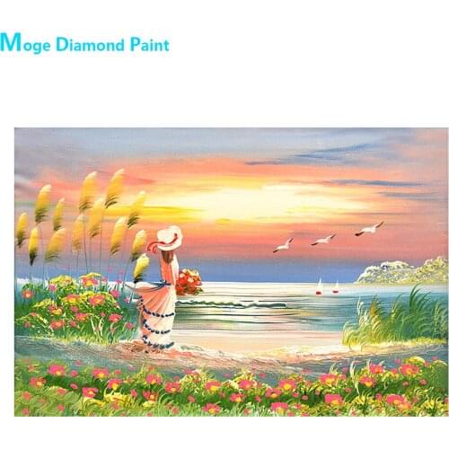 Girl in Dream Diamond Painting Oil Morning Glow Scenic Round Full Drill Nouveaute DIY Mosaic Embroidery 5D Cross Stitch Gifts