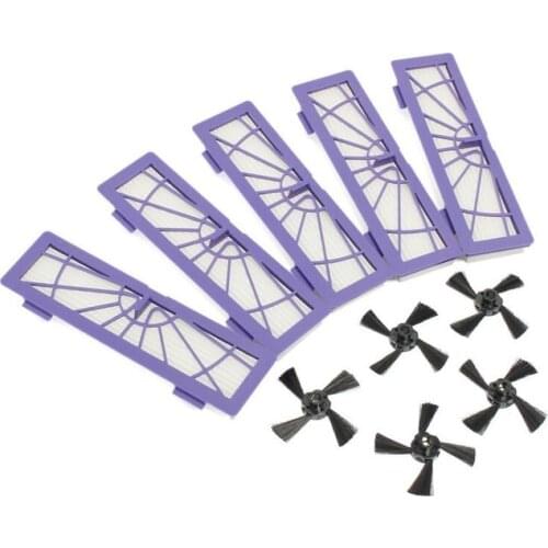 New 5pcs HEPA Filter +5pcs Side Brush for Neato Botvac D3 D4 D5 D6 D7 D70 D75 D80 D85 Connected Botvac 75e 80 85 brushes