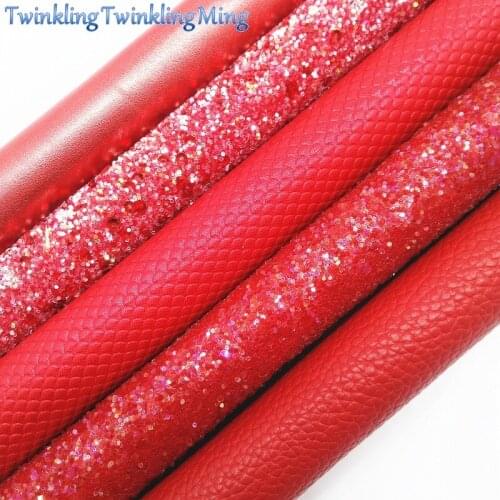 RED Chunky Glitter Canvas Sheet, 8"x11" Glitter Sheets, Faux Leather Sheet, Chunky Glitter Hair Bow & Earring Fabric XM006