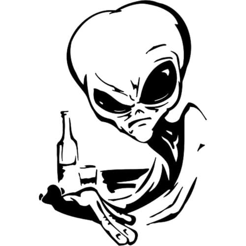 Creative Alien Wine Car Sticker Fashion Car Window Decoration Decal Personality PVC Waterproof Decal Black/White, 18cm*12cm