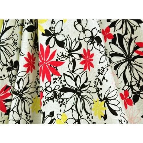 Foreign Trade Blooming youth white background jacquard color digital spray painting natural linen fabric for coat skirt