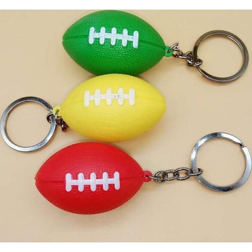 Cute Colorful Rugby Soccer Simulation Key Chains Key Rings Bag Car Accessories Gift For Friends 10pcs/lot