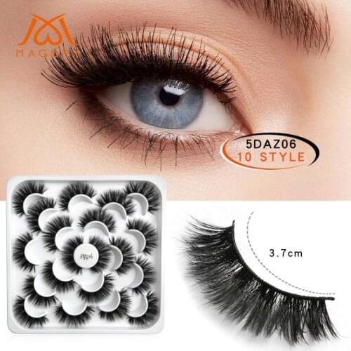 10 Pair Natural 5D Mink False Eyelashes Wispy Cross Long Thick Soft Fake Black Eye Lashes Makeup Extension Eyelashes New 2021