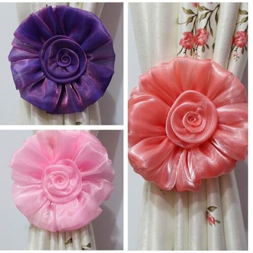 New 2 Pcs/Lot Rose Flower Curtain Tieback Buckle Clamp Hook Fastener For Home Decor