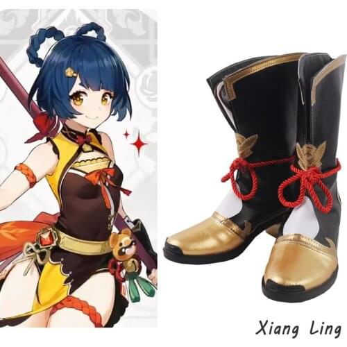 Game Anime Genshin Impact Xiang Ling Cosplay Shoes Dress Up Shoes Halloween Women Shoes Boots Artificial Leather Shoes