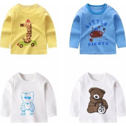 6 9 12 24 Month Baby Autumn Clothing Baby Girls Tops Leisure Wear Clothes Toddler Boys T Shirts Cotton Cartoon Kids Sweatshirt