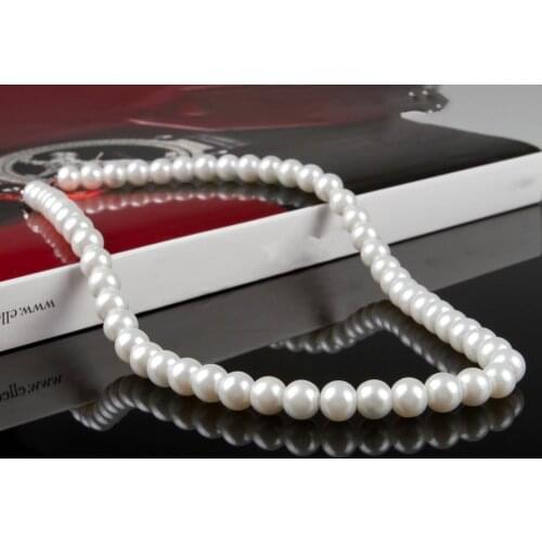 Necklace 8mm Imitation Pearls Elegant Women Metal Lobster Clasp Necklace for Dating Necklace Imitation Pearls Necklace Fashion