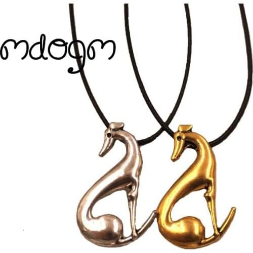 Mdogm Greyhound Necklace Dog Animal Pendant Antique Gold Silver Plated Jewelry For Women Male Female Girls Ladies N140