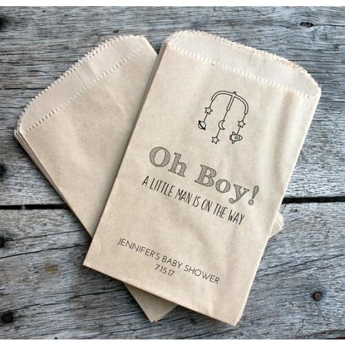 Personalize Oh Boy! kids birthday boy baby Shower popcorn candy Buffet lolly bags Gender Reveal Bakery Cookie goody gift Favors