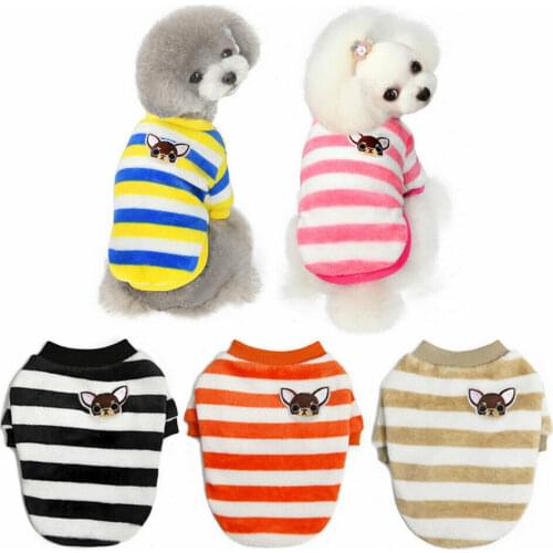 Pet Dog Clothes Cat Small Dog Clothes Color Striped Fleece Sweater