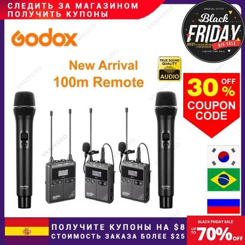 Godox WMicS1 Transmitter Receiver UHF Wireless Microphone Distance 100m for Sony Nikon Canon DSLR vs Comic Boya BY-WM8 Pro SYNCO
