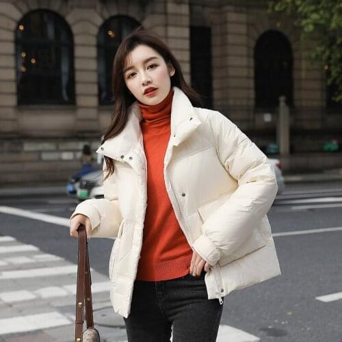 Down jacket in 2020 the new female bread served white duck down little big yards short loose coat collar