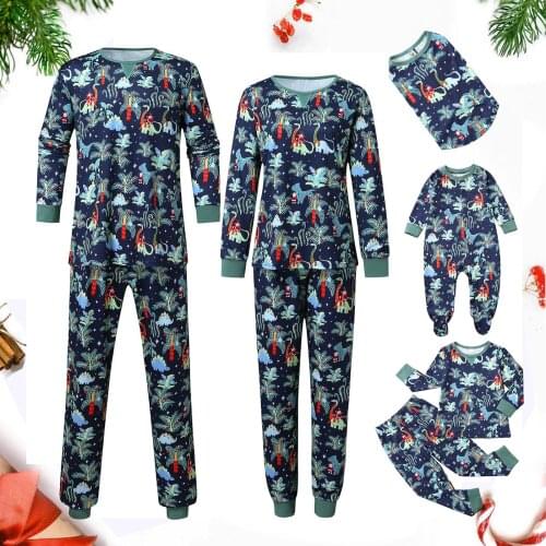 Christmas pyjamas Christmas Dinosaur Man Daddy Print Blouse Tops And Pants Family Clothes Pajamas pijamas de navidad familiar