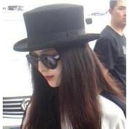 New Wool Retro Felt Pork Pie Hat for Women Wool Cap Black Ribbon Band Bowler Fedoras Bowler Hat Magic Hat Cap Height 13.5cm 2020