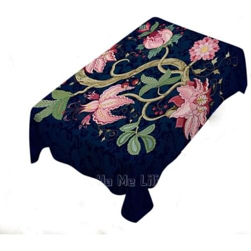 Printed Tablecloth With Indian Vintage Decorative Style Plant Tree Branches And Leaves Rectangular Polyester