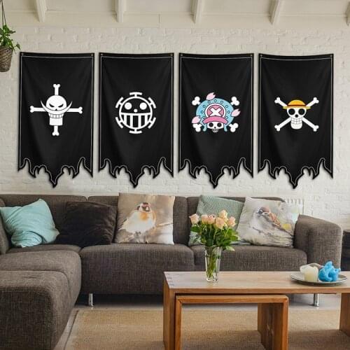 70x125cm One Piece Flag Banner Straw Hat Pirate Trumpet Banner Flag Home Cartoon Animation Cosplay Decor Polyester Banner