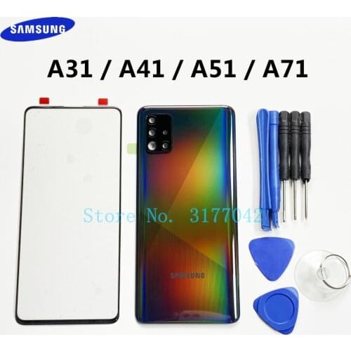 Replacement Front Screen Glass Lens + Back Cover Rear Case Battery Door Housing For SAMSUNG Galaxy A31 A41 A51 A71 2020 + Tools