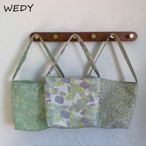 Jacquard Fabric Women Shoulder Bag Retro Floral Underarm Bag Printed Single Shoulder Messenger Bags Korean Style Women Handbag