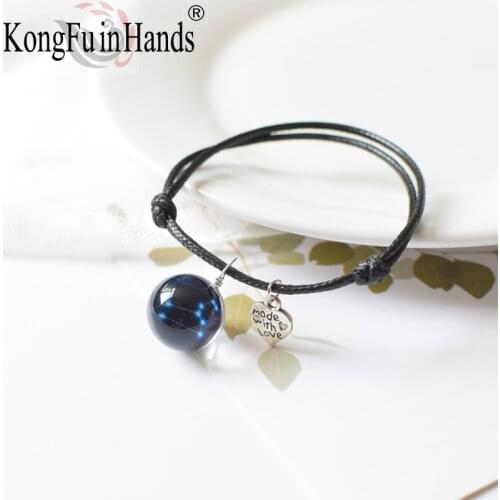 Luminous Bracelet 12 Constellation Couple Heart Pendant Men And Women Birthday Gift Rope Chain jewelry Hand Strap Adjustable