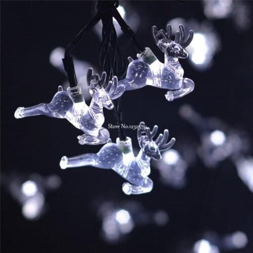 Waterproof 5M/6M 20/30 LED Solar Powered Christmas Deer Shape Fairy String Lights for Wedding Xmas Party Outdoor Garden Decor