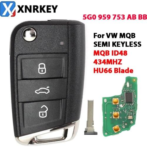 Car Flip Remote Key 434MHz with ID48 Chip for V-W Skoda Octavia A7 MQB Golf VII Golf7 Golf MK7 2017 Not Smart