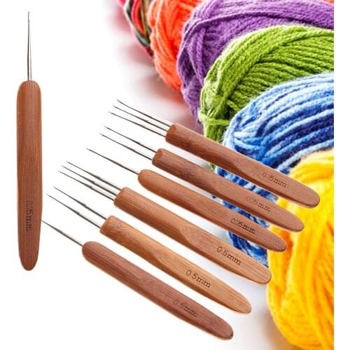 1 Pcs One Double Triple Head Dreadlock Crochet Needles Bamboo Handle Micro Hook For Dreadlock Hair Making Tools Knitting Hooks