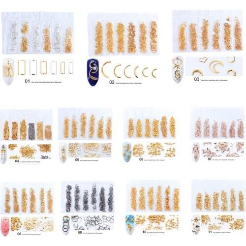1 Pack Mixed Hollow Metal Frame 3D Nail Art Decoration Seashell Star Geometric Metallic Studs Rivets DIY Manicure Jewelry Tips