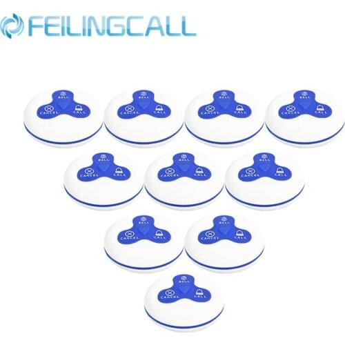 10pcs FEILING Hookah Wireless Waterproof 3 Keys Call Button Pager For Restaurant Calling System Cafe Hospital Customer Service