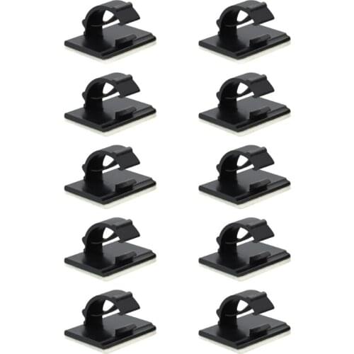 L9BE 10pcs Cable Clamp Self Adhesive Wire Clip Tie Fixer Organizer Management Fastener Buckle Mounting Desk Line White Black